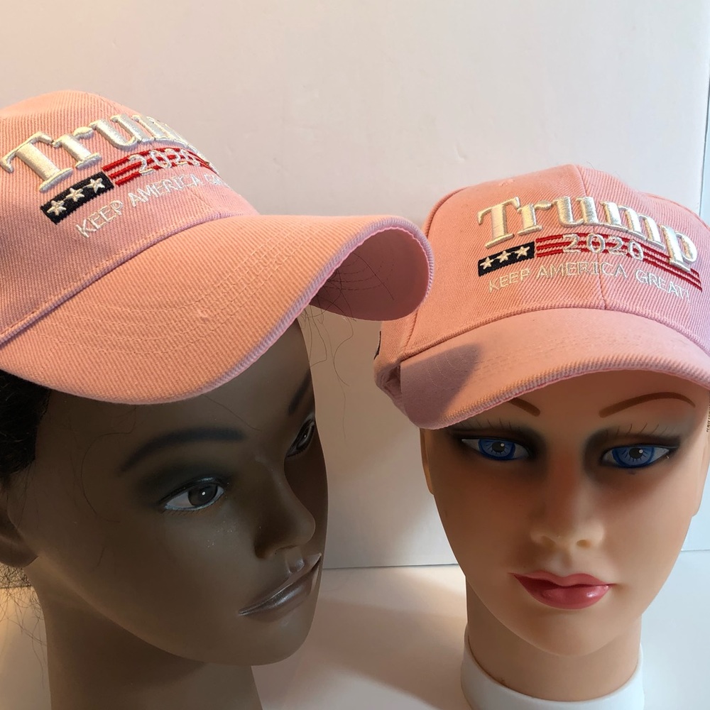 Two pink Trump 2020 ball caps. New no tag